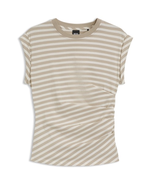 BOSS（ボス）の「ストライプトップス コットンジャージー ギャザーウエスト（Tシャツ/カットソー・レディース・ベージュ/ブラック・XL/S/L/XS/M）」の10枚目の写真