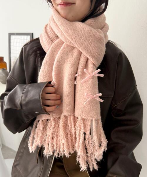 WEGO（ウィゴー）の「WEGO/ベロアリボンニットストール（マフラー・レディース・ライトピンク/ライトグレー/ホワイト・FREE）」の11枚目の写真