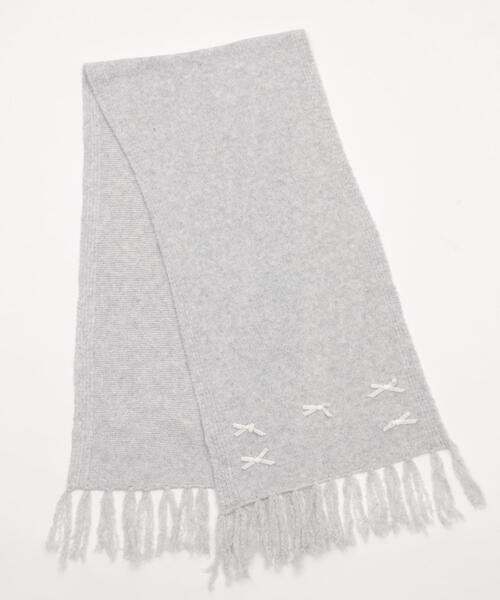 WEGO（ウィゴー）の「WEGO/ベロアリボンニットストール（マフラー・レディース・ライトピンク/ライトグレー/ホワイト・FREE）」の7枚目の写真