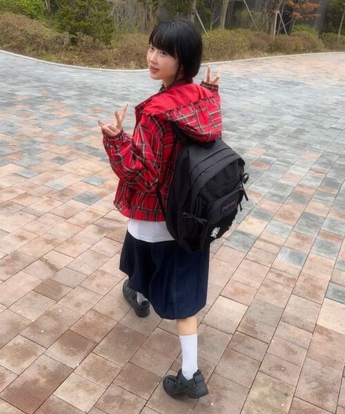 RONRON(ロンロン)の「PENDANT FRILL HOODIE WIND JUMPER RED CHECK(ナイロンジャケット・レディース・その他・FREE)」の9枚目の写真