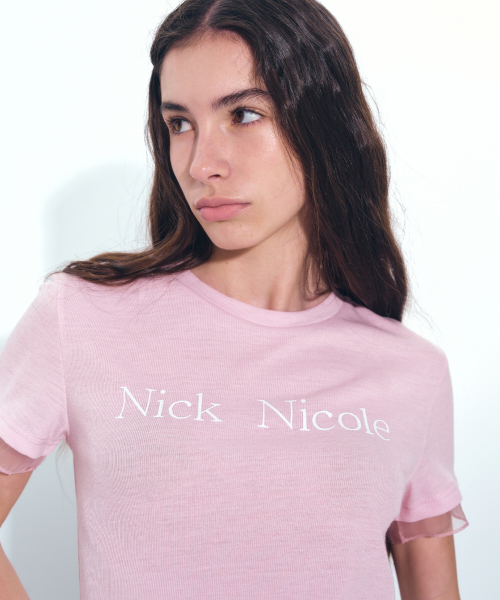 NICK&NICOLE(ニックアンドニコール)の「NICOLE SHEER LAYERED LOGO TOP_PINK(Tシャツ/カットソー・レディース・PINK・FREE)」の2枚目の写真