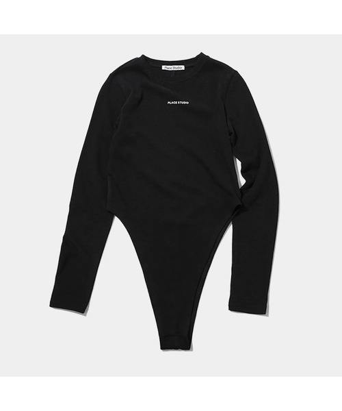 PLACE STUDIO（プレイススタジオ）の「ウィメンズソフトロゴスリムフィットロングスリーブ長袖ボディスーツTシャツ（Tシャツ/カットソー・レディース・ブラック/グレー・FREE）」の2枚目の写真