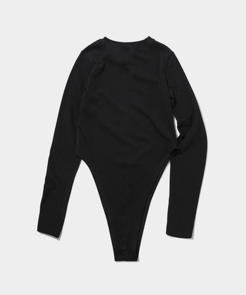 PLACE STUDIO（プレイススタジオ）の「ウィメンズソフトロゴスリムフィットロングスリーブ長袖ボディスーツTシャツ（Tシャツ/カットソー・レディース・ブラック/グレー・FREE）」の4枚目の写真