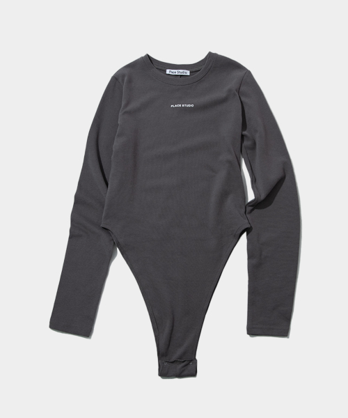 PLACE STUDIO（プレイススタジオ）の「ウィメンズソフトロゴスリムフィットロングスリーブ長袖ボディスーツTシャツ（Tシャツ/カットソー・レディース・ブラック/グレー・FREE）」の5枚目の写真
