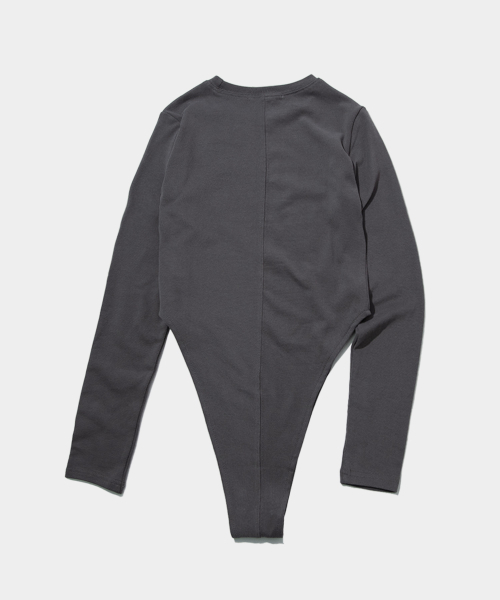 PLACE STUDIO（プレイススタジオ）の「ウィメンズソフトロゴスリムフィットロングスリーブ長袖ボディスーツTシャツ（Tシャツ/カットソー・レディース・ブラック/グレー・FREE）」の6枚目の写真