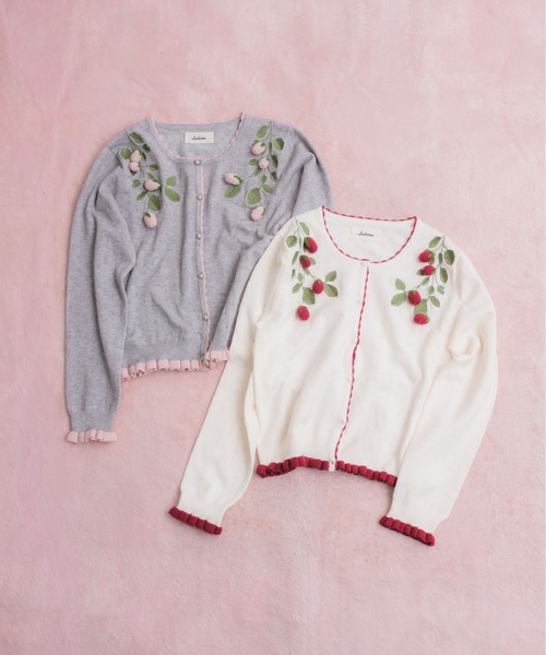 Lolime by mellfy memory(ロリミー バイ メルフィーメモリー)の「strawberry patch cardigan(カーディガン/ボレロ・レディース・ホワイト/グレー・FREE)」の3枚目の写真