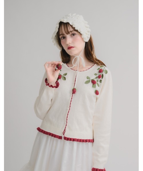 Lolime by mellfy memory(ロリミー バイ メルフィーメモリー)の「strawberry patch cardigan(カーディガン/ボレロ・レディース・ホワイト/グレー・FREE)」の5枚目の写真