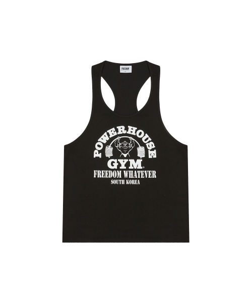 FREEDOM(フリーダム)の「パワーハウスTバックスリーブレス(ブラック)(Tシャツ/カットソー・メンズ・ブラック・X-LARGE/XX-LARGE/LARGE)」の1枚目の写真