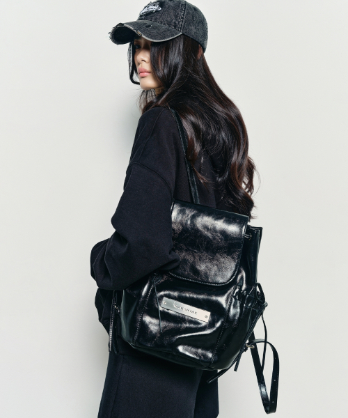NICK&NICOLE（ニックアンドニコール）の「CRYSTAL LEATHER SHIRRING BACKPACK_BLACK（バックパック/リュック・レディース・その他・FREE）」の5枚目の写真