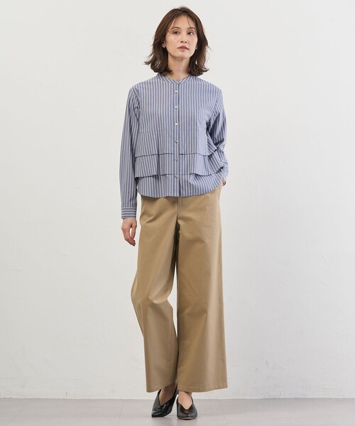J.PRESS(ジェイプレス)の「チノストレッチ ワイドパンツ(チノパンツ・レディース・ネイビー系/アイボリー系/ベージュ系・11/9/7)」の22枚目の写真