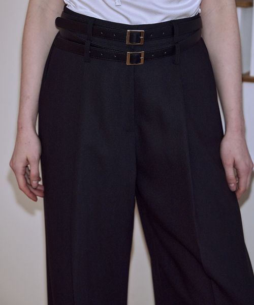 ROSEFRANTZ（ロゼフランツ）の「Two Belt Wide Slacks [Black]（スラックス・レディース・ブラック・FREE）」の2枚目の写真