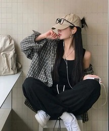 WARAIJOGO（ワライジョウゴ）の「【WARAIJOGO】ブラックチェックシャツパーカー/レディース(NEZ)（パーカー）」