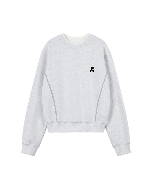 Rest & Recreation スウェット セール】LAYERED SWEATSHIRT - LIGHT GREY（スウェット