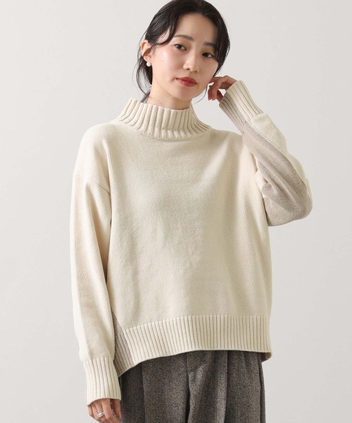 MASONPRINCE ニット・セーター フリーサイズ クリーム色 モールバイカラーハイネックニット（ニット/セーター）｜Gready