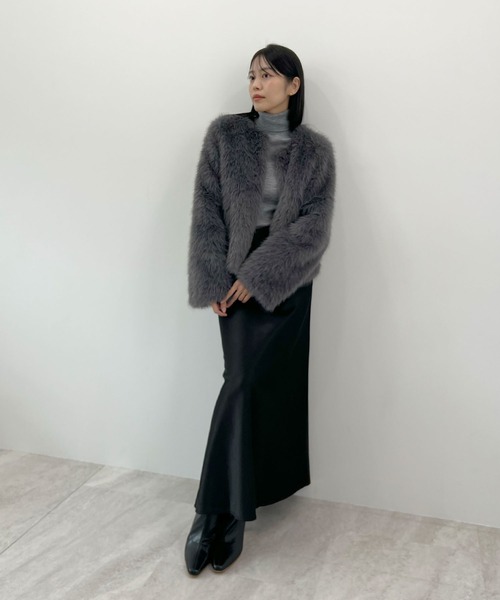 Futier land（フューティアランド）の「厚地サテンスカート（スカート・レディース・アイボリー/ブラック/ブラウン・MEDIUM/LARGE）」の7枚目の写真