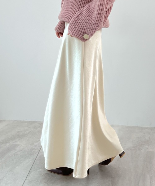 Futier land（フューティアランド）の「厚地サテンスカート（スカート・レディース・アイボリー/ブラック/ブラウン・MEDIUM/LARGE）」の16枚目の写真