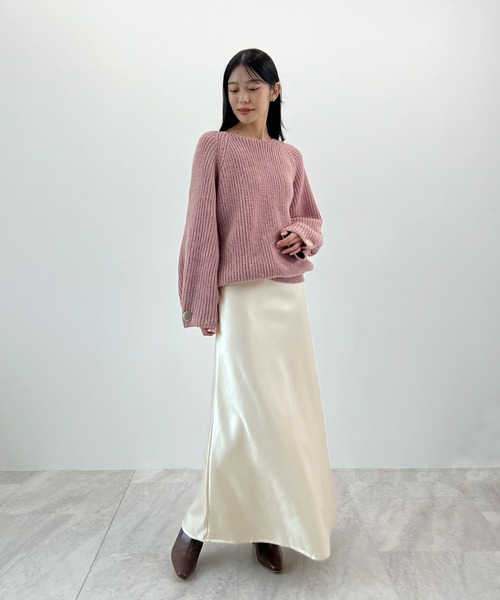 Futier land（フューティアランド）の「厚地サテンスカート（スカート・レディース・アイボリー/ブラック/ブラウン・MEDIUM/LARGE）」の17枚目の写真