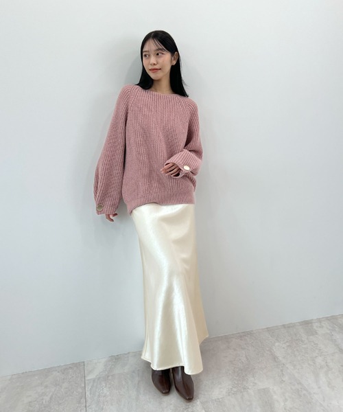 Futier land（フューティアランド）の「厚地サテンスカート（スカート・レディース・アイボリー/ブラック/ブラウン・MEDIUM/LARGE）」の20枚目の写真