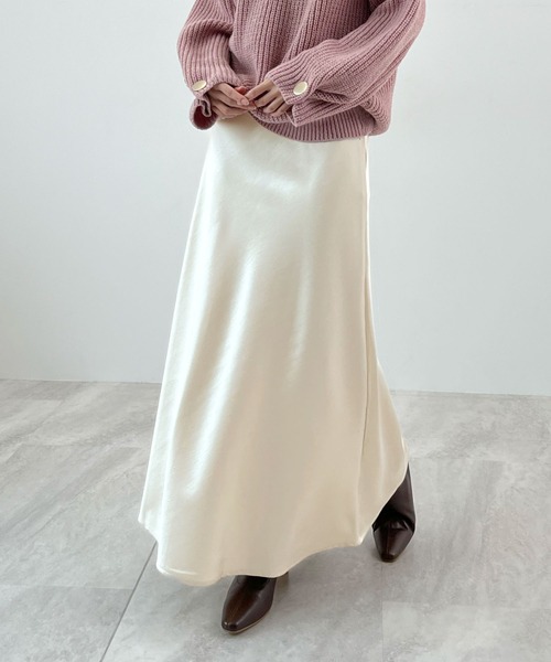 Futier land（フューティアランド）の「厚地サテンスカート（スカート・レディース・アイボリー/ブラック/ブラウン・MEDIUM/LARGE）」の15枚目の写真
