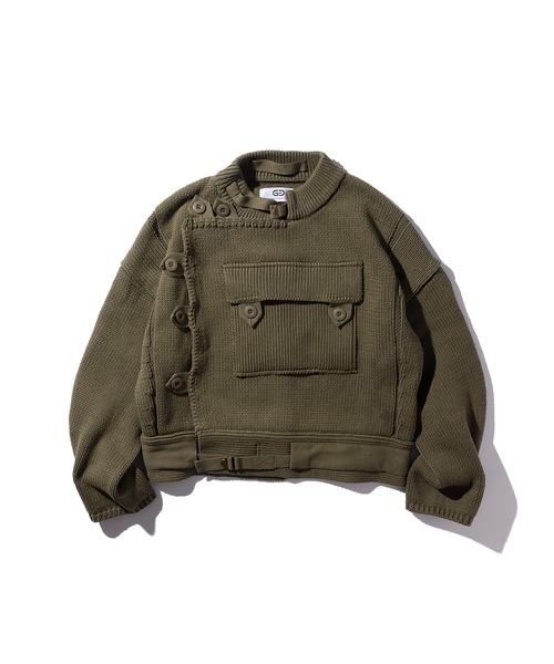 GOAT ESSENCE(ゴートエッセンス)の「MOTORCYCLE KNIT JACKET(ニット/セーター・メンズ・ブラック/カーキ/グレー・FREE)」の1枚目の写真