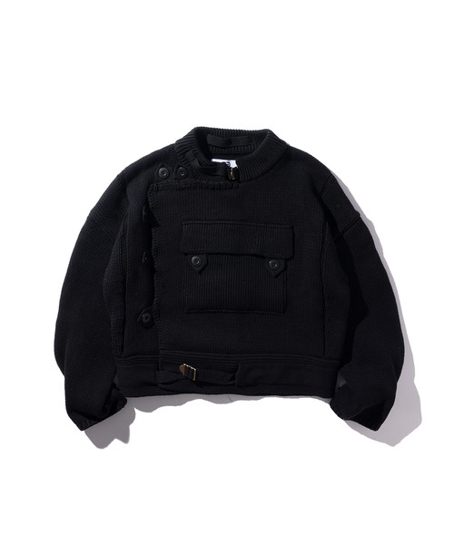 GOAT ESSENCE(ゴートエッセンス)の「MOTORCYCLE KNIT JACKET(ニット/セーター・メンズ・ブラック/カーキ/グレー・FREE)」の2枚目の写真