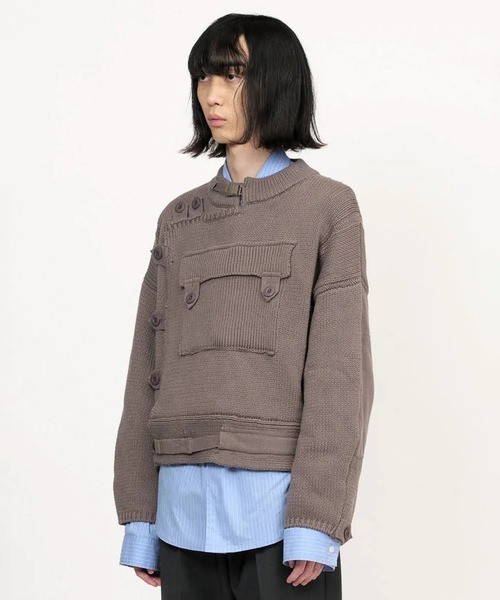 GOAT ESSENCE(ゴートエッセンス)の「MOTORCYCLE KNIT JACKET(ニット/セーター・メンズ・ブラック/カーキ/グレー・FREE)」の4枚目の写真