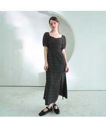 Heart Slit Long Dress BLACK