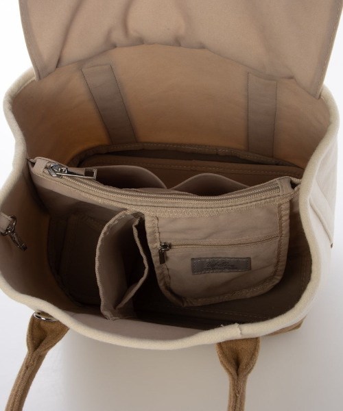 cache cache（カシュ カシュ）の「カシュカシュ cachechche / メルトン風パーテーショントート（トートバッグ・レディース・ダークグレー/ベージュ系その他2/イエロー系その他/グレー系その他・FREE）」の8枚目の写真