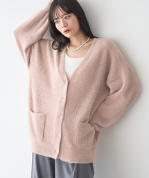 ラメミニシャギーVネックニットカーディガン
