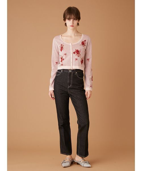 FURFUR（ファーファー）の「フラワージャガードカーディガン（カーディガン/ボレロ・レディース・ホワイト/ピンク/ブラック・F）」の9枚目の写真