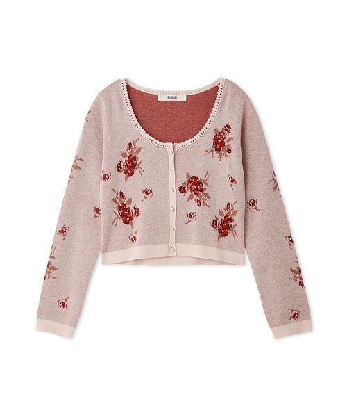 FURFUR（ファーファー）の「フラワージャガードカーディガン（カーディガン/ボレロ・レディース・ホワイト/ピンク/ブラック・F）」の10枚目の写真