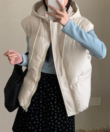 パーカーデザインダウンベスト