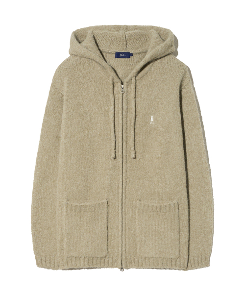 YALE(イェール)の「ヘアリーニットフードジップアップ_グレージュ(ニット/セーター・レディース・その他・SMALL/MEDIUM/LARGE/X-LARGE)」の2枚目の写真