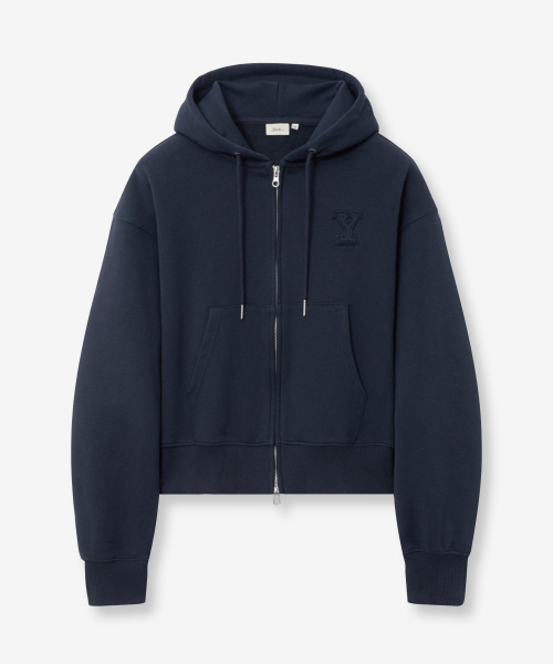 YALE(イェール)の「ウィメンズ Yロゴ クロップフードジップアップ_ネイビー(パーカー・レディース・その他・SMALL/MEDIUM)」の1枚目の写真