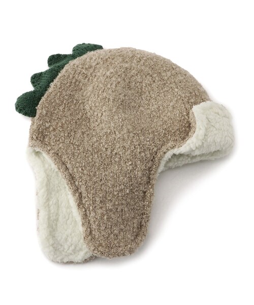 SHOO・LA・RUE（シューラルー）の「恐竜なりきり耳あて付きニット帽子（ニットキャップ/ビーニー・キッズ・ダークグレー/ベージュ・99）」の4枚目の写真