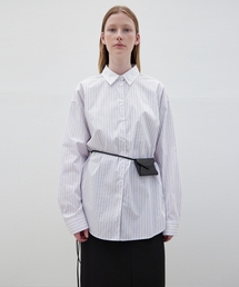 LEVAR（レバー）の「Stripe Cotton Relaxed Shirt - White/Grey（シャツ/ブラウス）」