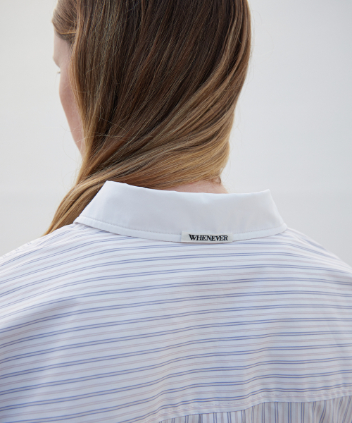 LEVAR(レバー)の「Stripe Cotton Relaxed Shirt - White/Grey(シャツ/ブラウス・レディース・ライトグレー・FREE)」の3枚目の写真
