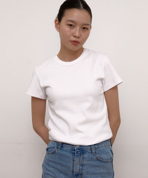 38COMEONCOMMON(38カモンコモン)の「Cap Sleeve Round T-Shirts (White)(Tシャツ/カットソー・レディース・その他・FREE)」の3枚目の写真