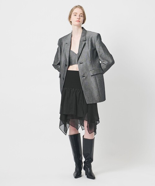 AEWEN MATOPH（イウエン マトフ）の「＜AEWEN MATOPH＞ラッフルミニスカート ベアトップ ‐ 2WAY ウォッシャブル ‐（スカート・レディース・ブラック/ホワイト・FREE）」の6枚目の写真