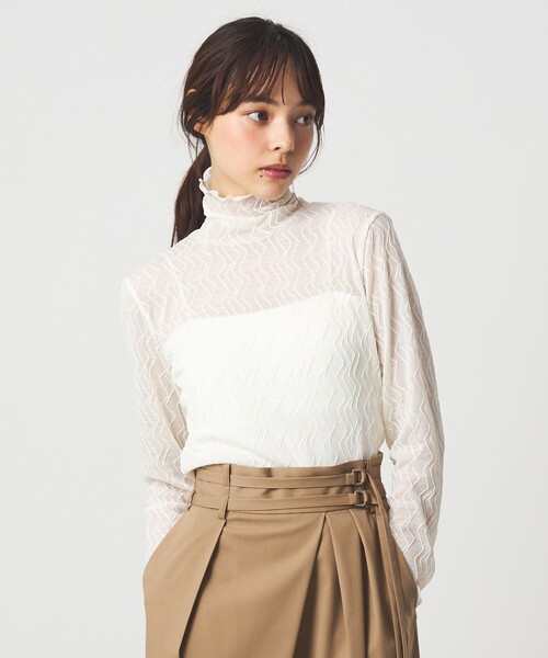 EMMEL REFINES（エメルリファインズ）の「＜EMMEL REFINES＞EM ナミナミ シアータート ルカットソー（Tシャツ/カットソー・レディース・ホワイト/ブラック・FREE）」の4枚目の写真