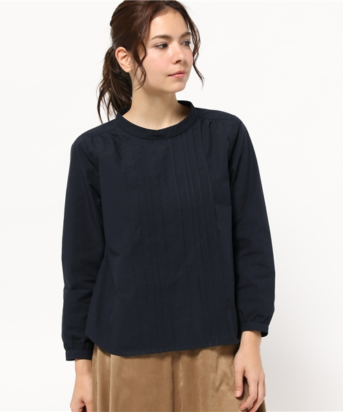 LBC(エルビーシー)の「コットンポリダンプ起毛スタンドシャツ (シャツ/ブラウス・レディース・オフホワイト/ネイビー・LARGE/MEDIUM)」の1枚目の写真