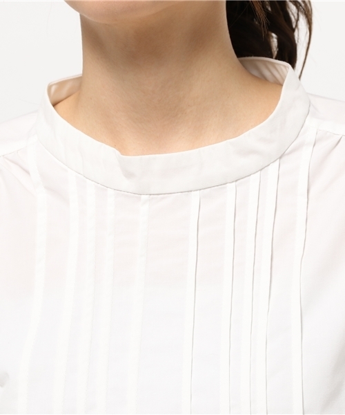 LBC(エルビーシー)の「コットンポリダンプ起毛スタンドシャツ (シャツ/ブラウス・レディース・オフホワイト/ネイビー・LARGE/MEDIUM)」の3枚目の写真