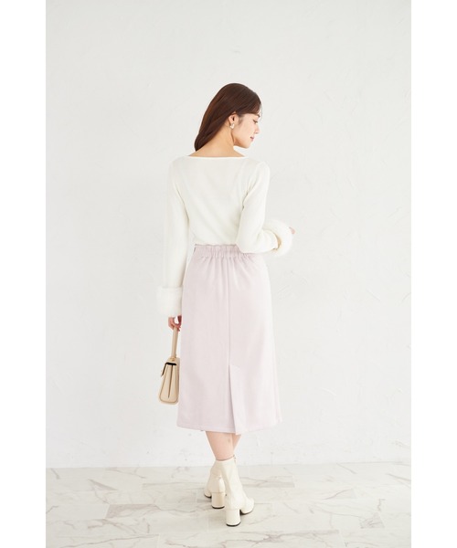tocco closet(トッコ クローゼット)の「変形飾り釦付きスエードラップ風タイトスカート(スカート・レディース・ラベンダー/グレイッシュベージュ/ピンクベージュ・M)」の8枚目の写真