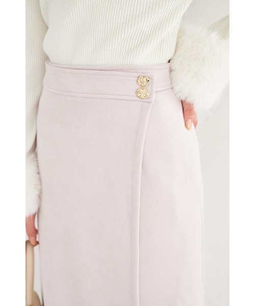 tocco closet(トッコ クローゼット)の「変形飾り釦付きスエードラップ風タイトスカート(スカート・レディース・ラベンダー/グレイッシュベージュ/ピンクベージュ・M)」の11枚目の写真