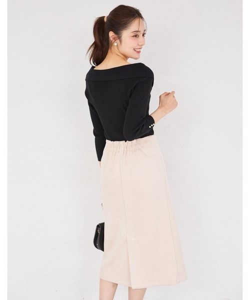 tocco closet(トッコ クローゼット)の「変形飾り釦付きスエードラップ風タイトスカート(スカート・レディース・ラベンダー/グレイッシュベージュ/ピンクベージュ・M)」の18枚目の写真
