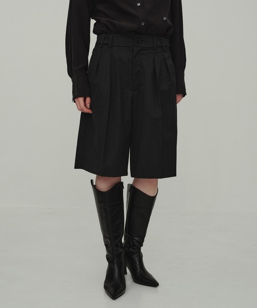 Wool Tuck Half Pants/ウールタックハーフパンツ/ショートパンツ