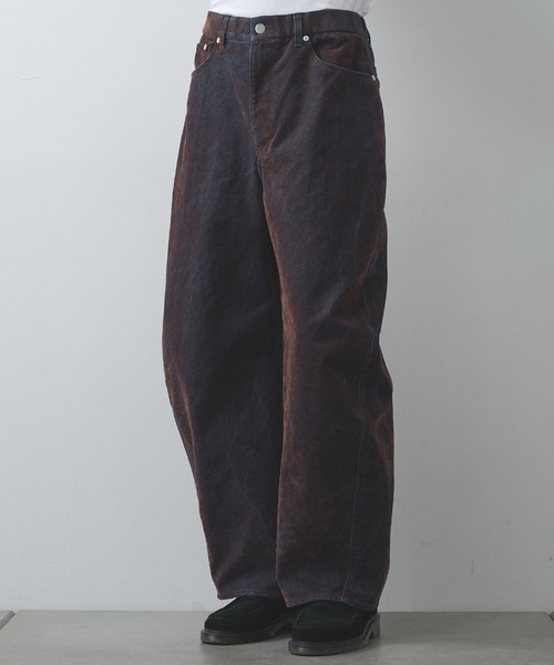 STUDIOUS（ステュディオス）の「【STUDIOUS】FLOCKY DENIM（デニムパンツ・メンズ・ホワイト/ブラウン/ダークブラウン・2/1）」の3枚目の写真