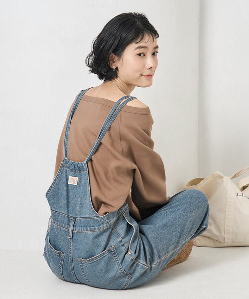 SOMETHING（サムシング）の「SOMETHING × FREAK'S STORE/サムシング 別注 SLIM NARROW SALOPETTE/スリム ナロー サロペット（サロペット/オーバーオール・レディース・ネイビー/サックスブルー・SMALL/MEDIUM）」の2枚目の写真