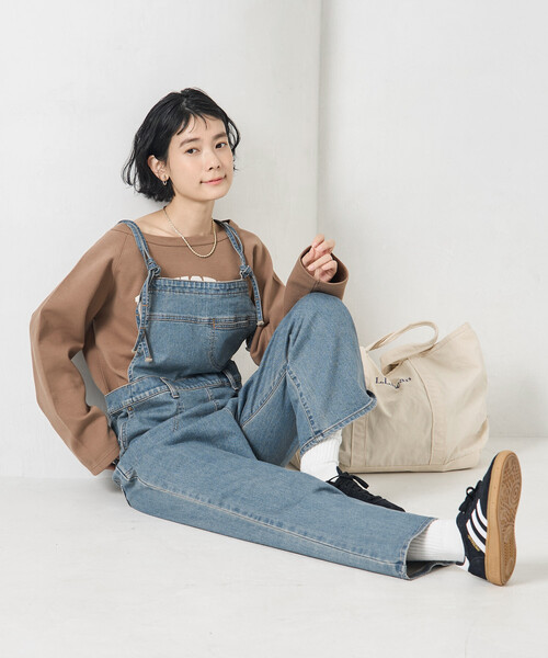 SOMETHING（サムシング）の「SOMETHING × FREAK'S STORE/サムシング 別注 SLIM NARROW SALOPETTE/スリム ナロー サロペット（サロペット/オーバーオール・レディース・ネイビー/サックスブルー・SMALL/MEDIUM）」の3枚目の写真