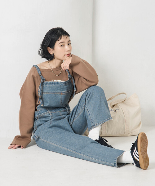 SOMETHING（サムシング）の「SOMETHING × FREAK'S STORE/サムシング 別注 SLIM NARROW SALOPETTE/スリム ナロー サロペット（サロペット/オーバーオール・レディース・ネイビー/サックスブルー・SMALL/MEDIUM）」の4枚目の写真